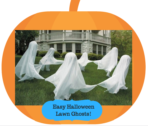 Halloween ghosts on a lawn
